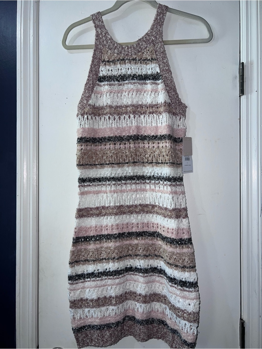NWT - Spiritual Gangster Striped Knit Midi Dress in Blush, White & Taupe